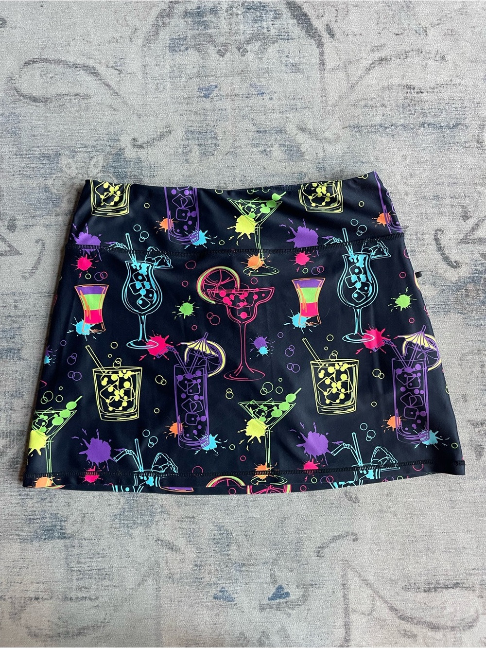 ReadyGOLF Cocktail Drink Print Golf Skort Built In Shorts Black M